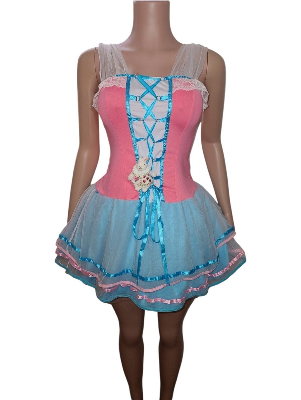 Dreamgirl Alice In Wonderland Costume Dress Medium Y2K Rapunzel White Rabbit M
